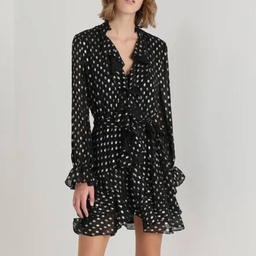 Bardot Metallic Dot Shirt Dress - US 8/M